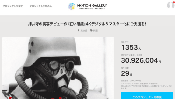 [Crowdfunding for 4K digital remaster of Mamoru Oshii's live action debut