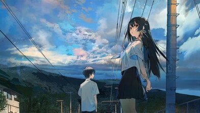 First promotional image for the anime film The Tunnel to Summer, the Exit of Goodbyes